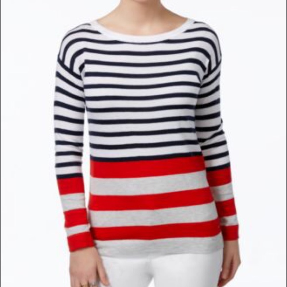 NEW TOMMY HILFIGER cotton blend striped sweater XL